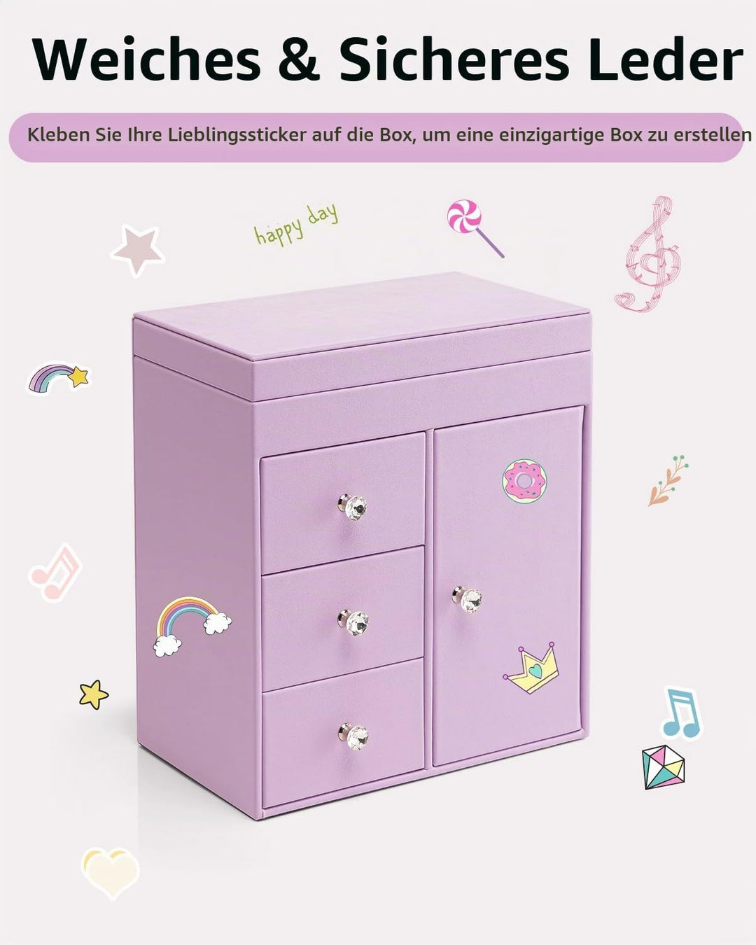 VLANDO Musical Schmuckkästchen Mädchen, grosses Kind Musik-Box mit Ballerina für Geburtstag Schlafzi