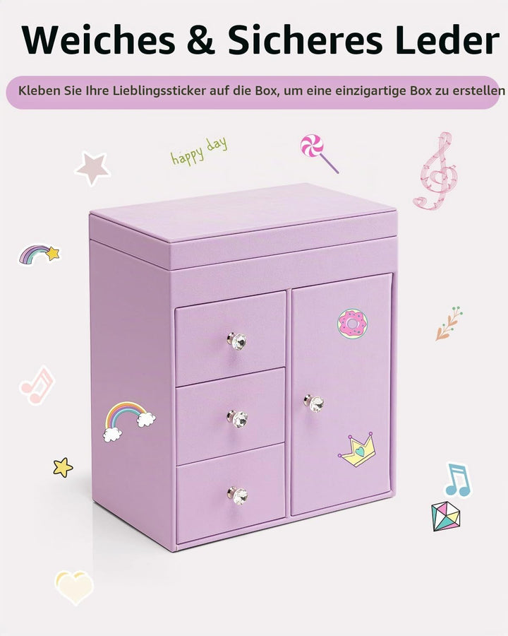 VLANDO Musical Schmuckkästchen Mädchen, grosses Kind Musik-Box mit Ballerina für Geburtstag Schlafzi