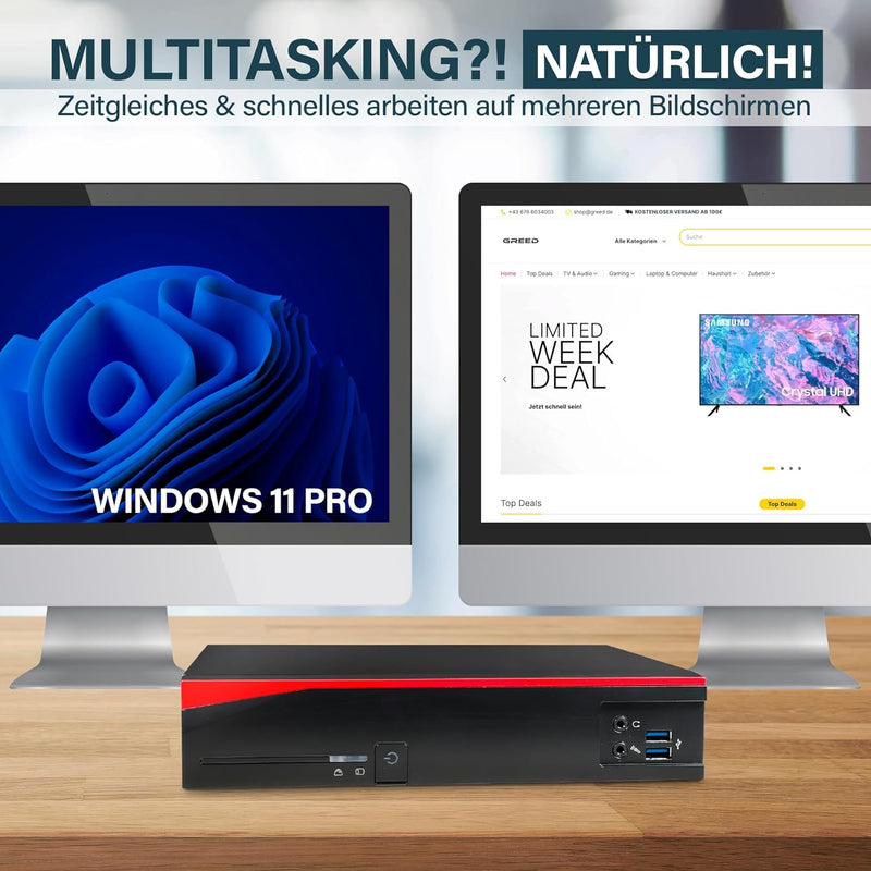 Fujitѕu - Schneller Mini PC mit Intel Quad Core - Silent Desktop Computer + Multimedia Rechner bis z