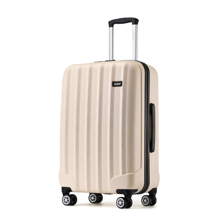 KONO Koffer Trolley Gross Hartschale ABS Reisekoffer Rollkoffer Suitcase (Beige, XL) Beige XL, Beige