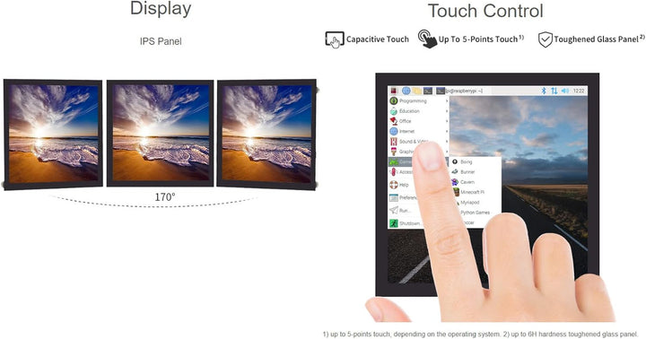 Waveshare 4inch Square Capacitive Touch Screen LCD (C) for Raspberry Pi 720×720 DPI IPS Toughened Gl