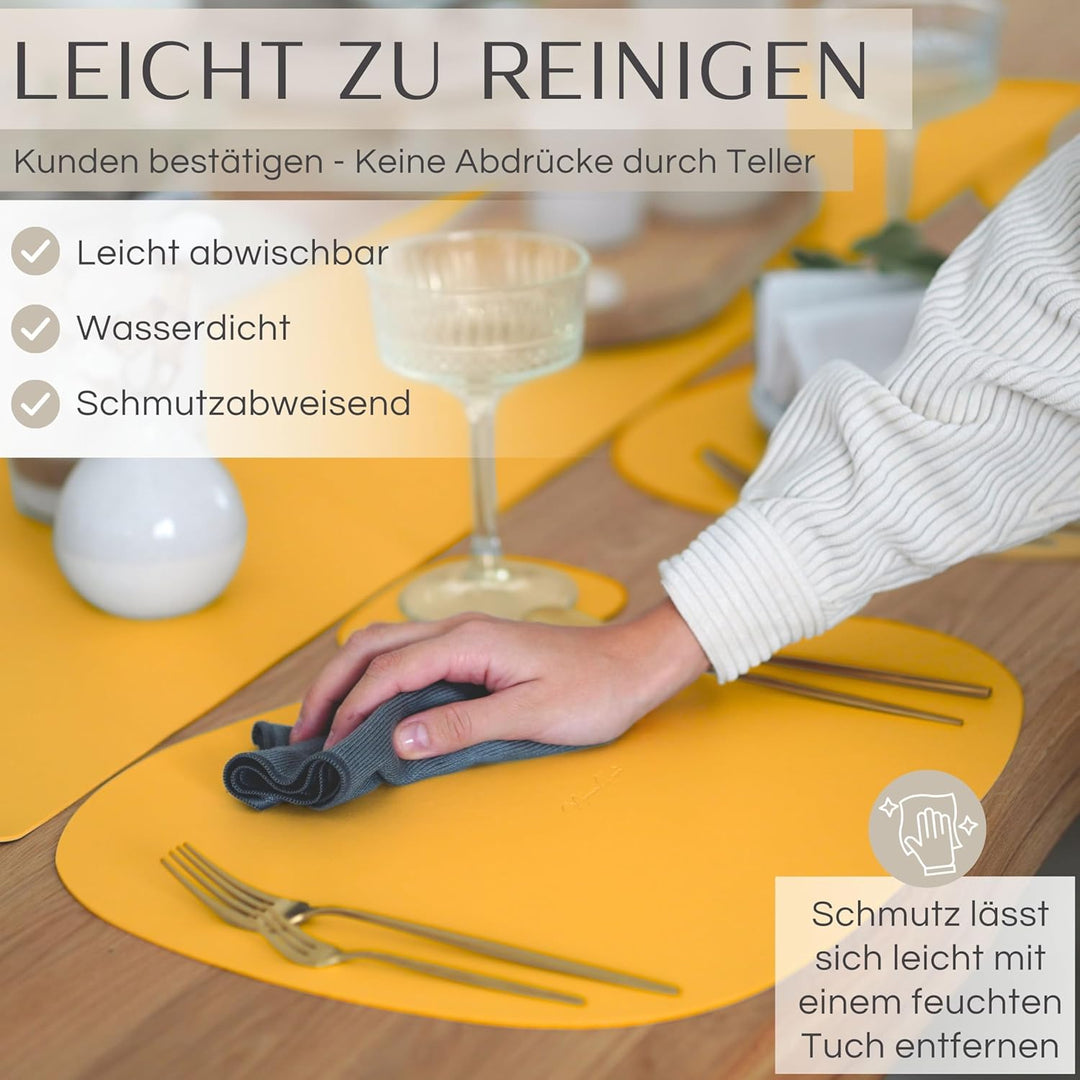 Mahewa® 6er Set Premium Tischset aus Kunstleder - Platzset abwaschbar und wasserdicht - Platzdeckche