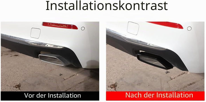 Schwarze Edelstahl-Rohr-Auspuffausgänge, Endrahmen-Verkleidung, 2 Stück, für BMW 5er-Serie G30 G38 2
