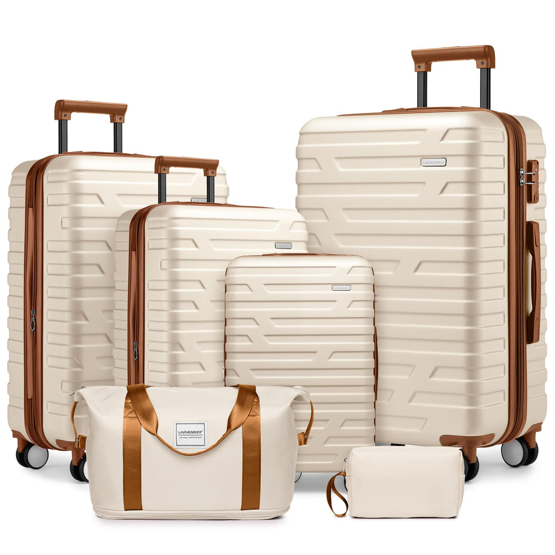 LARVENDER Kofferset 6 Teilig Hartschale Leicht ABS Erweiterbar Reisekoffer Haltbar Handgepäck Sets 4
