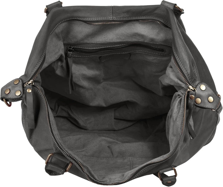 Reisetasche Echt Leder Damen Made in Italy | Weekender mit Schultergurt | Handgepäck mit Reissversch