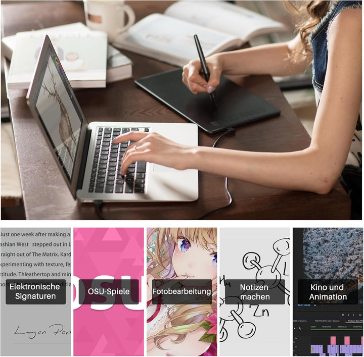 HUION INSPIROY H640P 8192 Pressure Sensitivity Graphic Tablet with Battery-Free Pen and 6 Adjustable