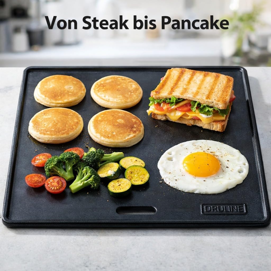 GP1 Grillplatte für PRO/RED Serie Wendeplatte Gusseisen Pizzaplatte Grill-Zubehör Universal 4,15kg 4