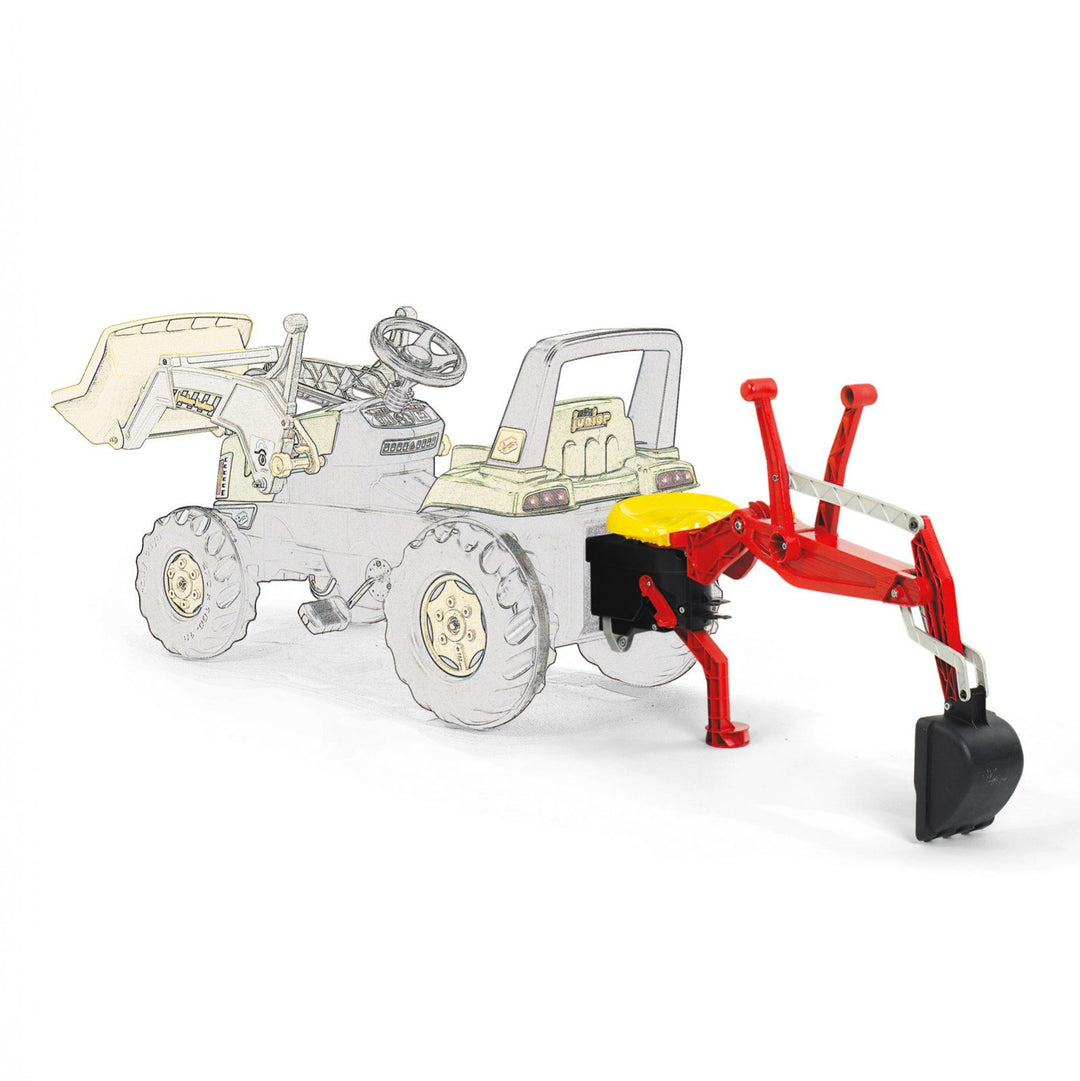 Rolly Toys 409327 - rollyBackhoe Heckbagger (Alter 2,5 - 10 Jahre, Aufsitzbagger, mit Stützfuss, für