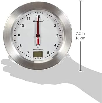 Bresser 8020114 Bad Wanduhr MyTime Bath mit Temperaturanzeige und Funkuhr mit gebürstetem Aluminiumr