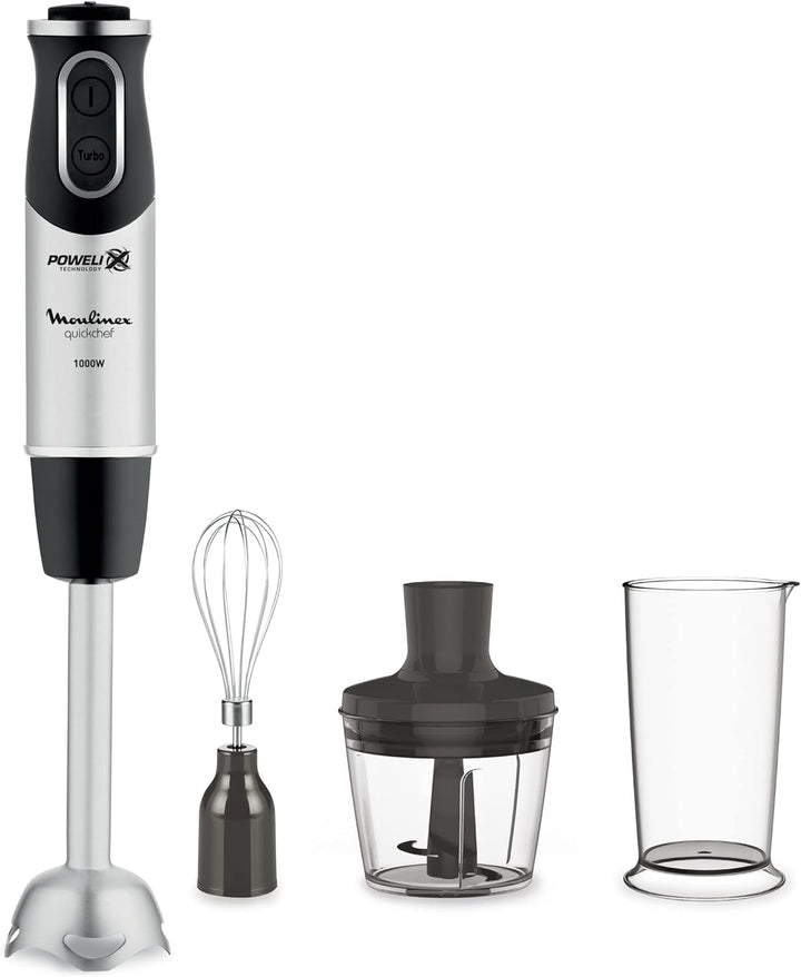 Moulinex DD6558 DD655810 Quickchef 3-in-1 Tauchmixer, Powelix-Technologie, 3 Zubehörteile, Edelstahl