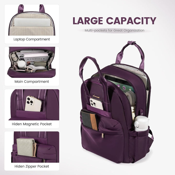 LOVEVOOK Laptop Rucksack Damen, 15,6 Zoll Schulrucksack Teenager mit USB Ladeanschluss, Wasserdicht