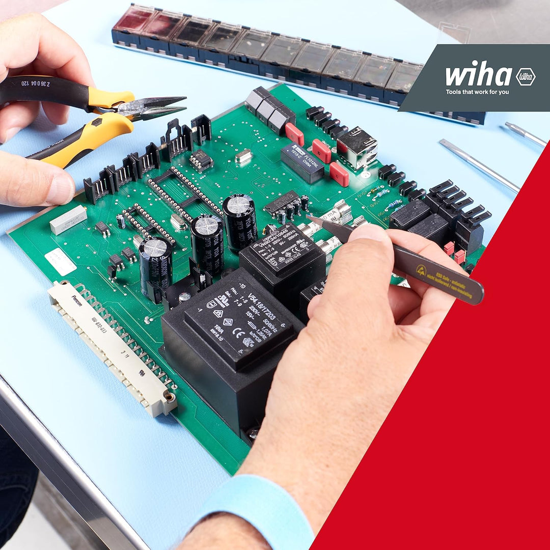 Wiha SMD-Pinzette Set Professional ESD (32349), Pinzette für elektrostatische Bauteile, feine Zange