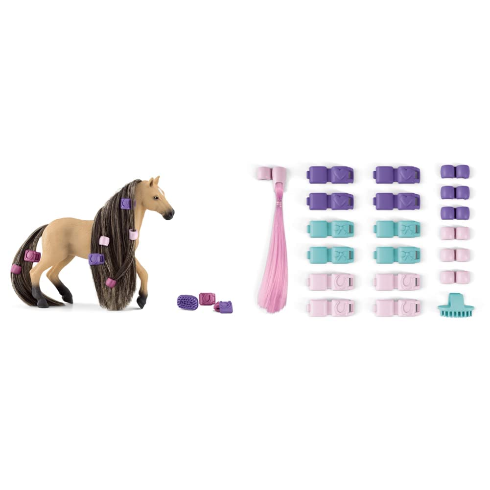 SCHLEICH 42580 Beauty Horse Andalusier Stute, für Kinder ab 4+ Jahren & schleich 42589 Haar Accessoi