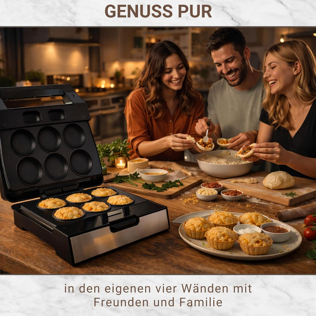 Syntrox Corn Pie Maker mit Wechselplatten, Edelstahl, schnelles Aufheizen, Antihaftbeschichtet, vers