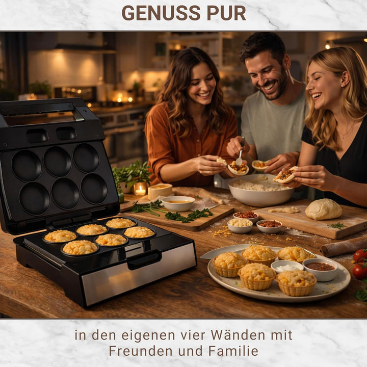 Syntrox Corn Pie Maker mit Wechselplatten, Edelstahl, schnelles Aufheizen, Antihaftbeschichtet, vers