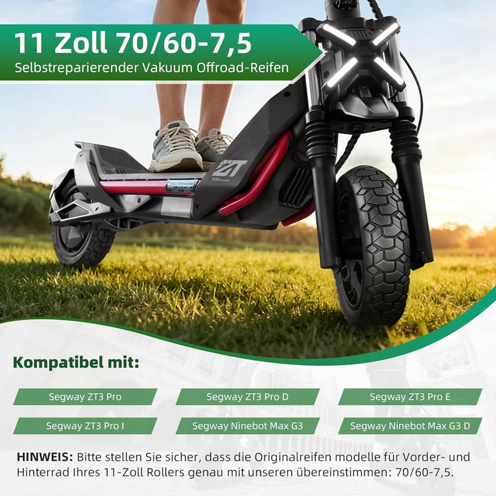 70/60-7,5 Ersatzreifen für Segway Ninebot ZT3 Pro, 11 Zoll Selbstreparierender Schlauchlose Reifen C
