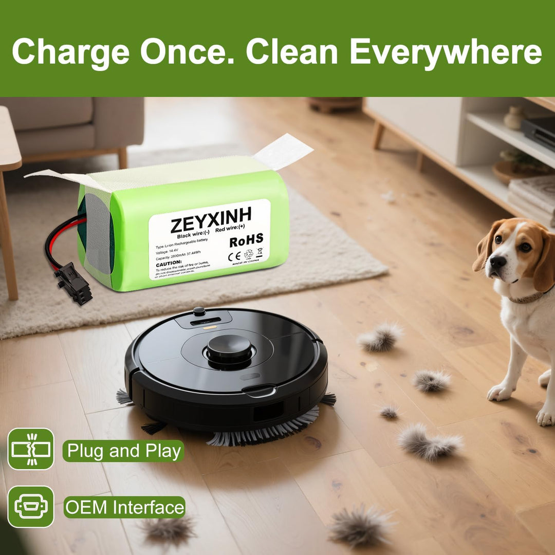 ZEYXINH 2600mAh 14.4V Li-ion Ersatzakku für Ecovacs Deebot N79 N79S DN622 RoboVac 11 11S 11S MAX 12