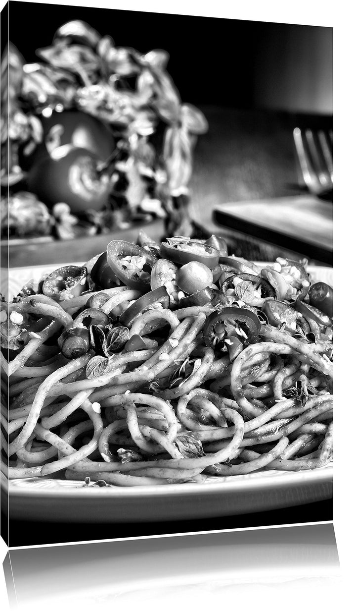 Pixxprint Leckere Spaghetti Italia als Leinwandbild/Grösse: 100x70 / Wandbild/Kunstdruck/fertig besp