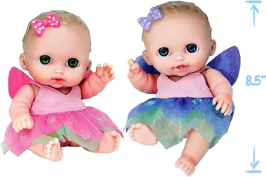 JC TOYS Puppe Körper Gummi. 2 Munecas Kleid Feen. Mit Dir und Tisch. Set, Mehrfarbig (16957)