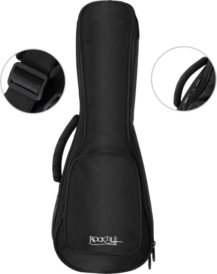 Rocktile Tasche für Sopran-Ukulele Schwarz - Gigbag für Sopran-Ukulele - Maximale Innenmasse (LxBxH)