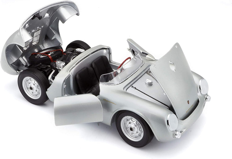 Bauer Spielwaren 2043030 Maisto Porsche 550 A Spyder, Modellauto mit Federung, Massstab 1:18, Türen