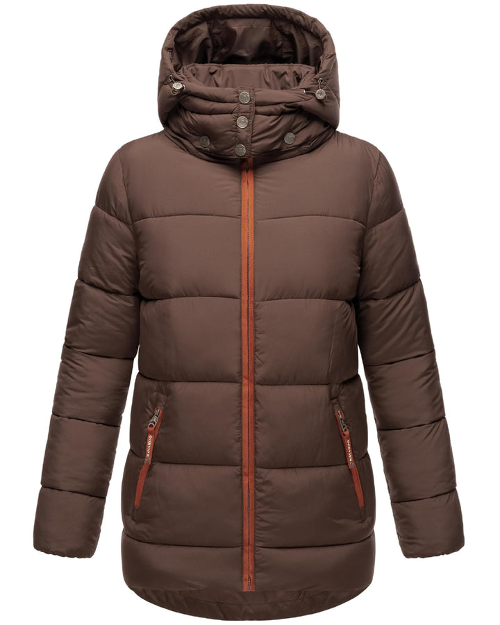 Navahoo Damen kurze Winterjacke Steppjacke warm mit abnehmbarer Kapuze aus recycelten Materialien Wa