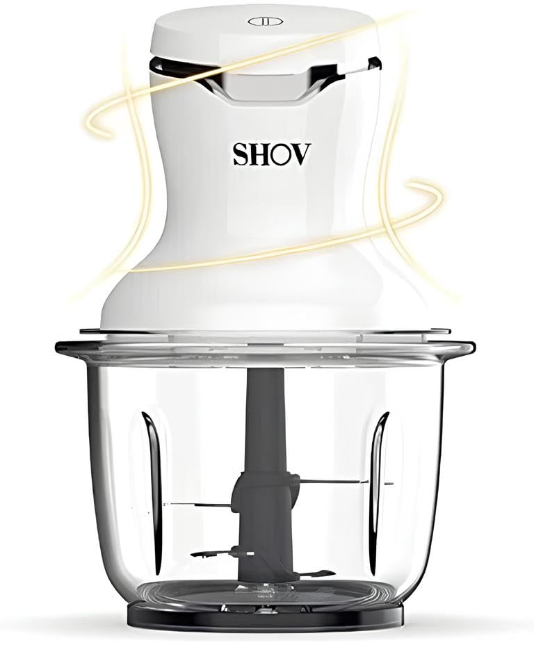SHOV Mini Zerkleinerer Ein-Hand-Bedientaste, 700ml Glasbehälter, Gemüsezerkleinerer, elektrischer Mi