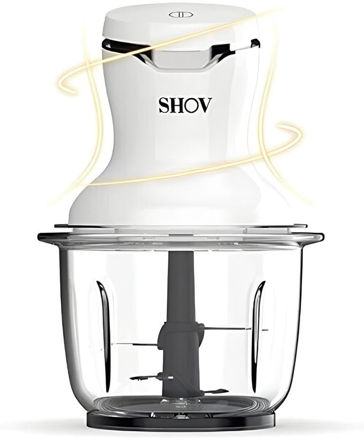 SHOV Mini Zerkleinerer Ein-Hand-Bedientaste, 700ml Glasbehälter, Gemüsezerkleinerer, elektrischer Mi