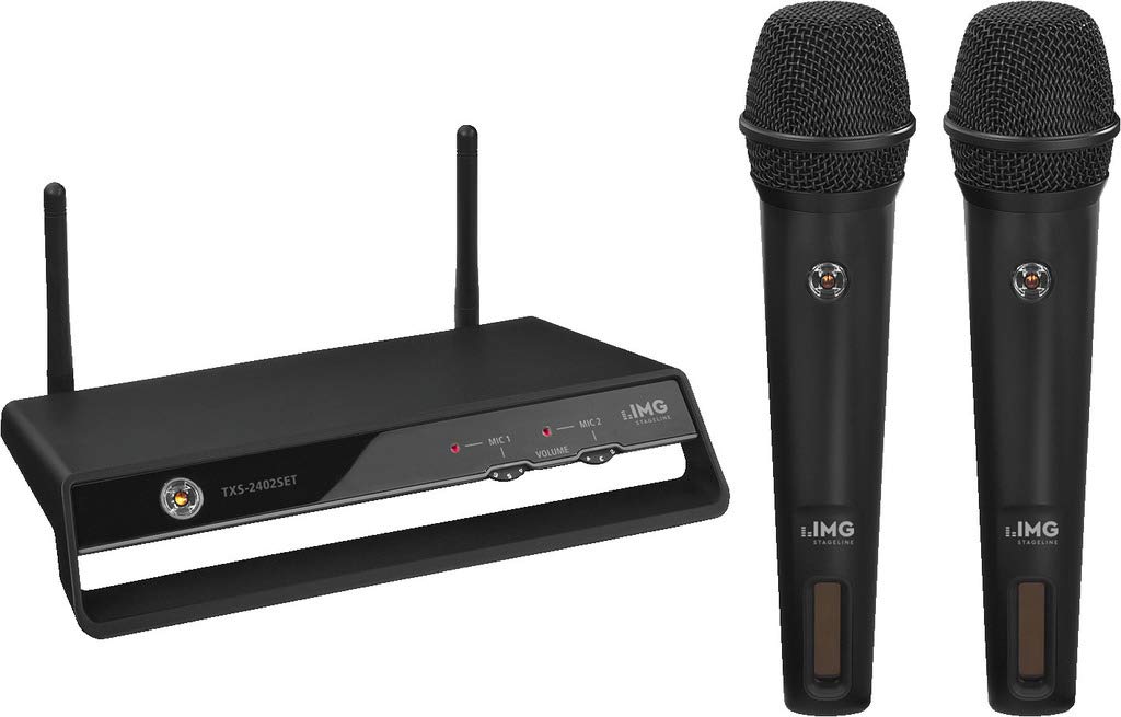 IMG STAGELINE TXS-2402SET Digitales, drahtloses 2-Kanal-PLL-Mikrofonsystem, 2,4 GHz schwarz ,, 25.40