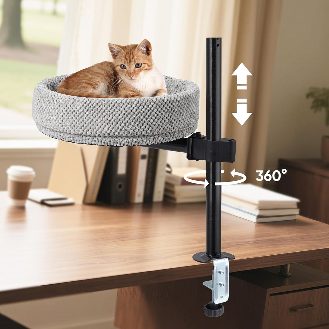 Höhenverstellbares Katzenbett für Schreibtische – 360° drehbar, Einklemmschutz und platzsparend, Kat