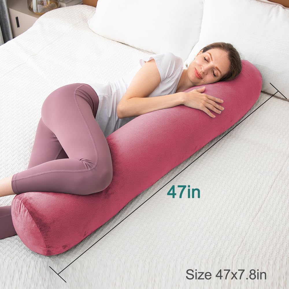 Body Pillow for Adults, Full Body Pilllow for Sleeping, Long Round Cervical Pillow, Bolster Side Sle