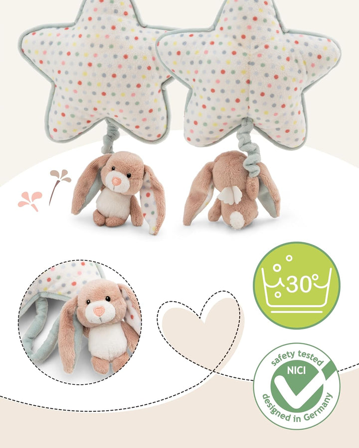 NICI Spieluhr Stern 21x20cm mit Hase Fjella 9cm - rosa - Einschlafhilfe für Babys und Kleinkinder ab