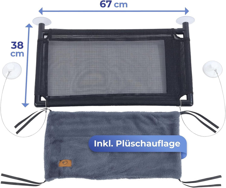 Maximex XXL-Hängematte, Fenster Liegematte für 2 Katzen, belastbar bis 35kg, zuverlässige grosse Sau