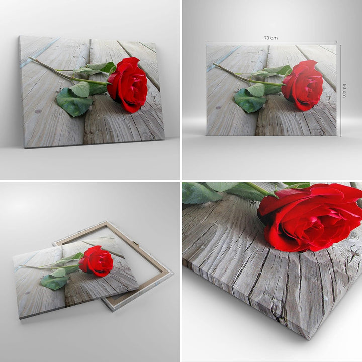 Bilder auf Leinwand Blume Holz Pflanze Leinwandbild mit Rahmen 70x50cm Wandbilder Dekoration Wohnzim