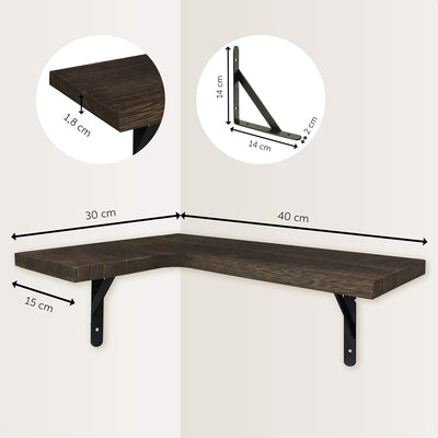 Eckregal hängend | Wandregal für die Ecke | Eckregal aus Holz mit Regal-Halterung für die Wand in Kü