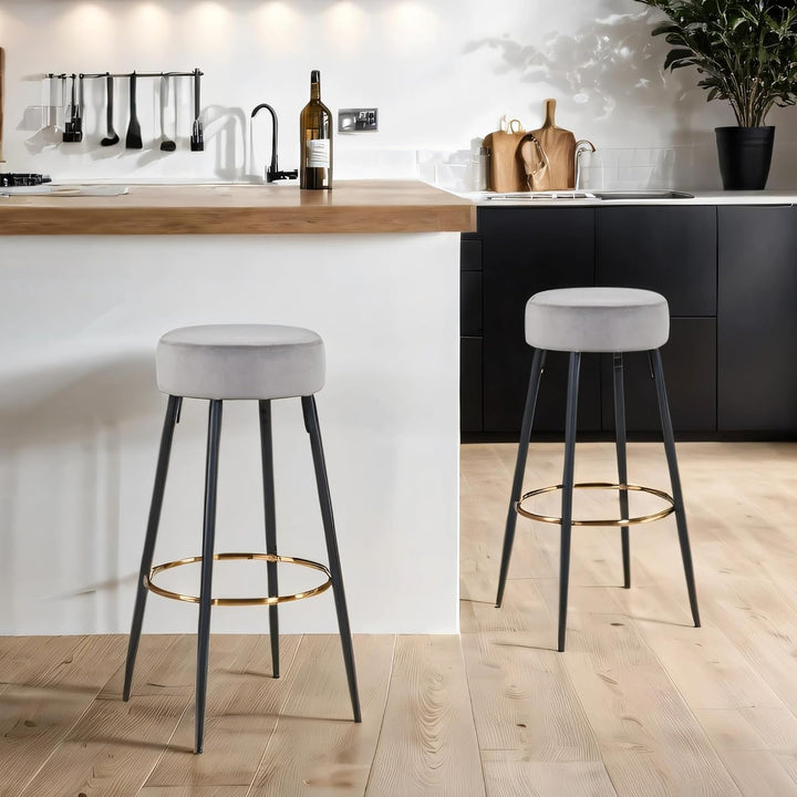 Duhome Barhocker 2er Set Barstühle Runde Tresenhocker Samt Bistrohocker mit Fussstütze für Bistro Kü