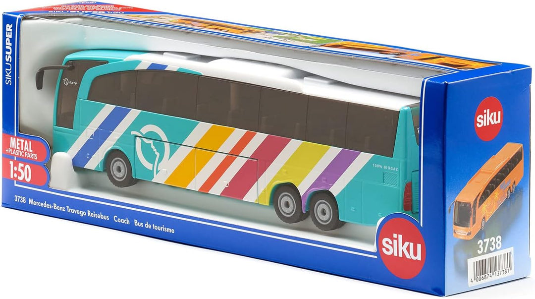 siku 3738001, Mercedes-Benz Travego Reisebus RATP Frankreich, 1:50, Metall/Kunststoff, Multicolor, Ö