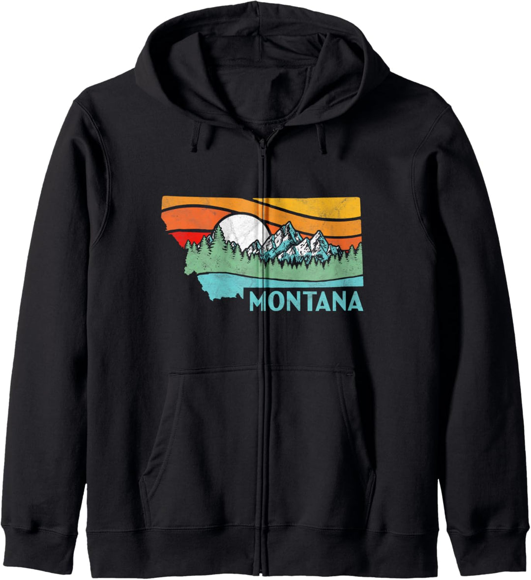 Montana Outdoors Retro Mountains & Nature Artistic Graphic Kapuzenjacke