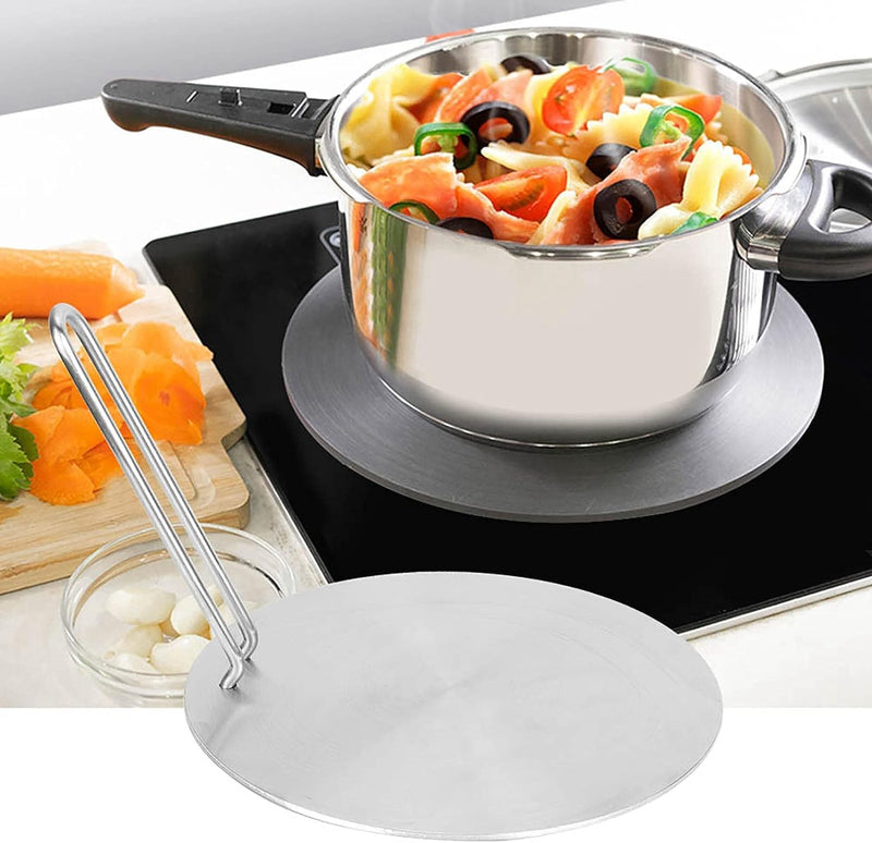 24cm Edelstahl Induktion Adapterplatte mit Abnehmbar Griff, Hitze Diffusor Induktions Platte Zwische