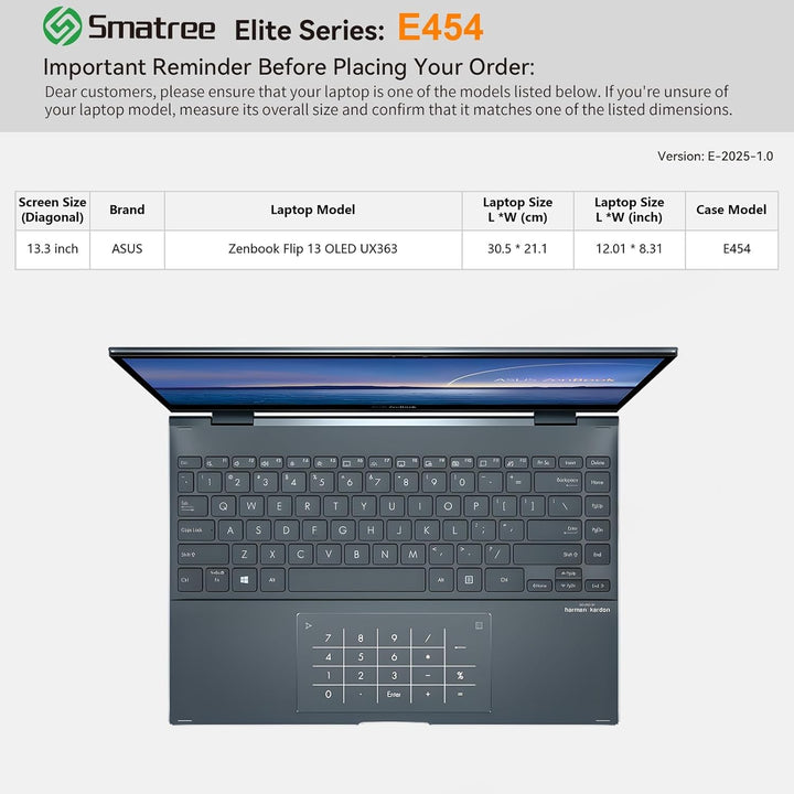Smatree Laptop Schutzhülle für 13,3-Zoll ASUS Zenbook Flip 13 OLED UX363, Schutzhülle mit Zubehörtas