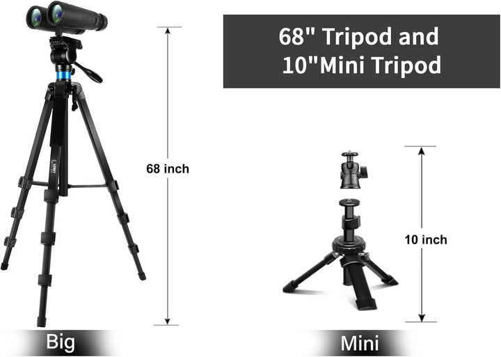 Fernglas Stativ, 173 cm und 25 cm Mini Aluminium-Stative, mit Fernglas-Adapter, 2 QR-Platten sowie 2
