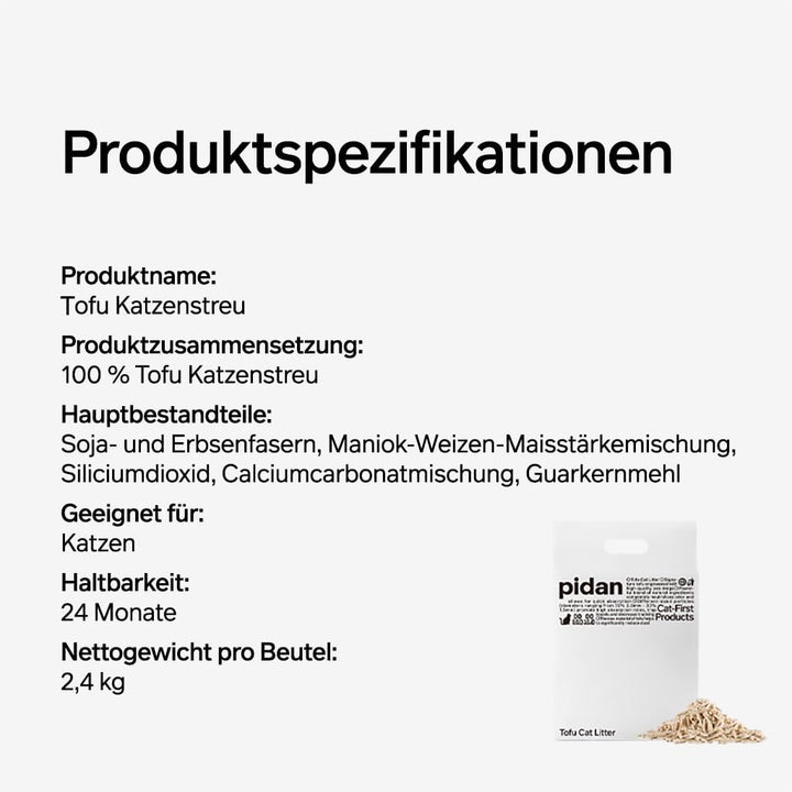 pidan Tofu Katzenstreu 9,6kg (4 Beutel), Klumpend, Spülbar, Ultra Saugfähig Und Schnell Trocknend, 1