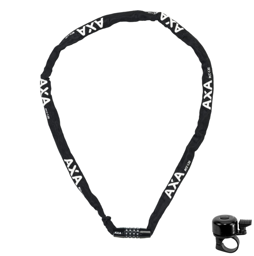 Axa Zahlenschloss Kettenschloss Rigid RCC-120 Länge 120 cm - Durchmesser 3,5 mm Schwarz inkl. Fahrra