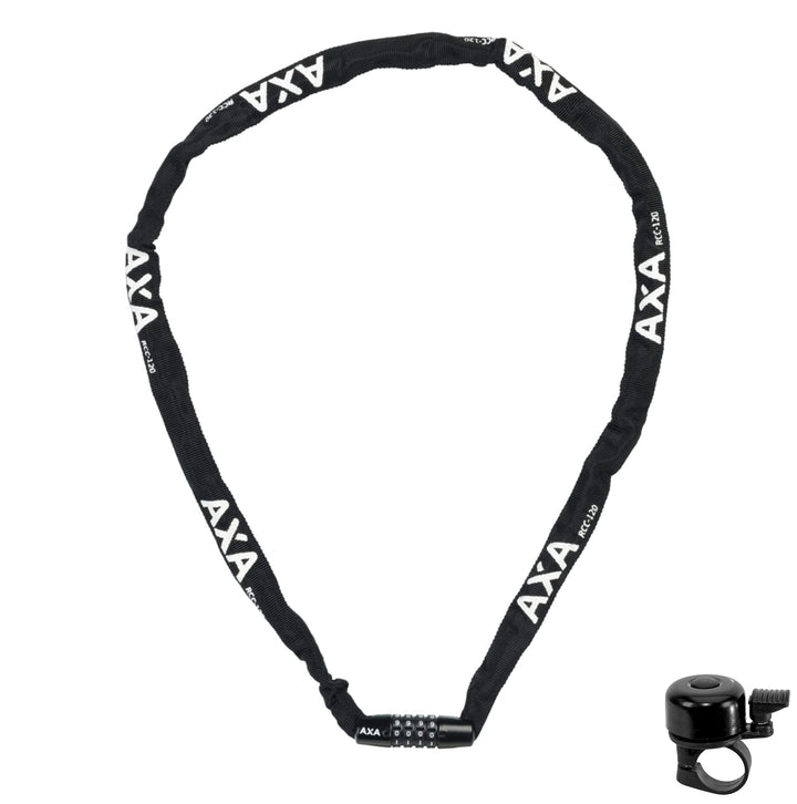 Axa Zahlenschloss Kettenschloss Rigid RCC-120 Länge 120 cm - Durchmesser 3,5 mm Schwarz inkl. Fahrra