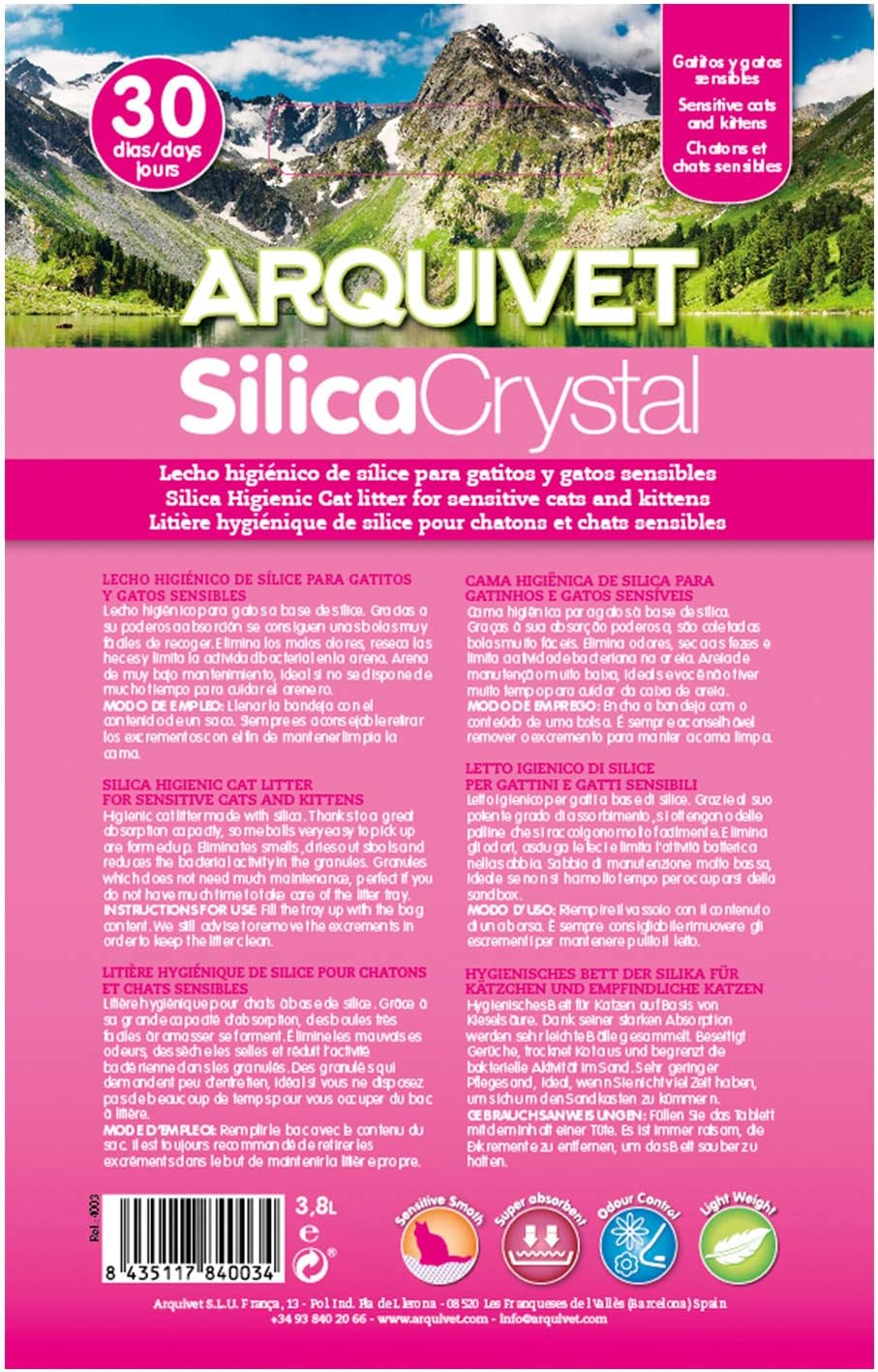 Arquivet Silikon-Kristall-Bindemittel für Kätzchen, 3,8 l, hygienisch, für Kätzchen, Katzen, Welpen,