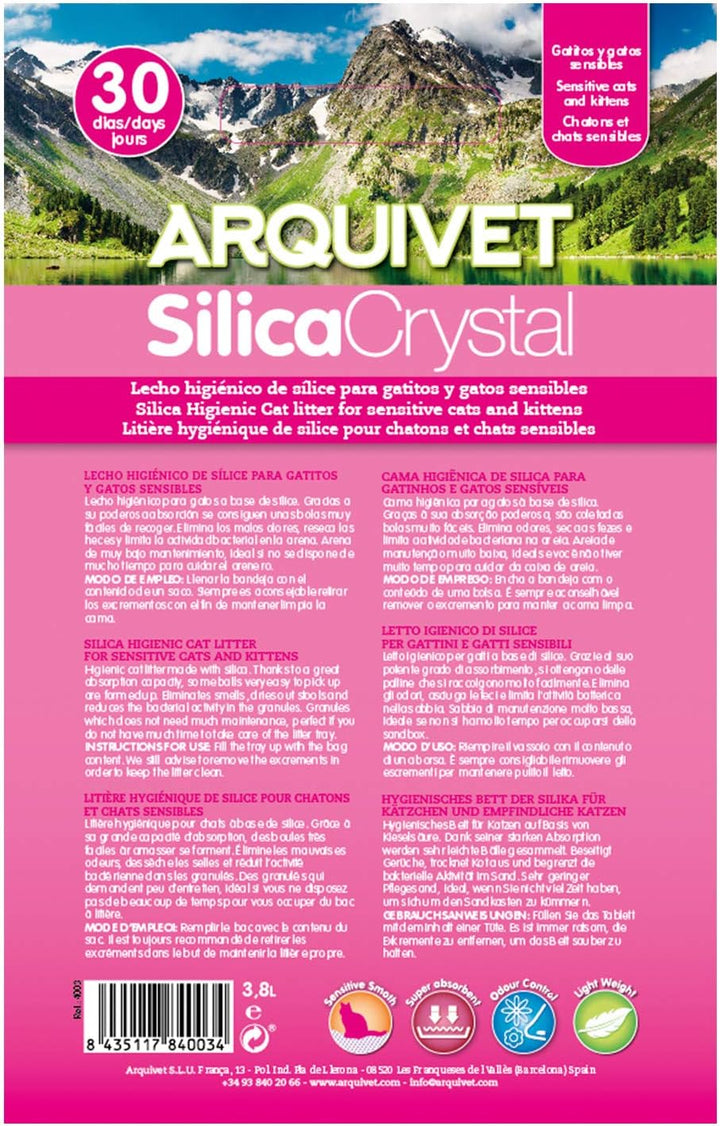 Arquivet Silikon-Kristall-Bindemittel für Kätzchen, 3,8 l, hygienisch, für Kätzchen, Katzen, Welpen,