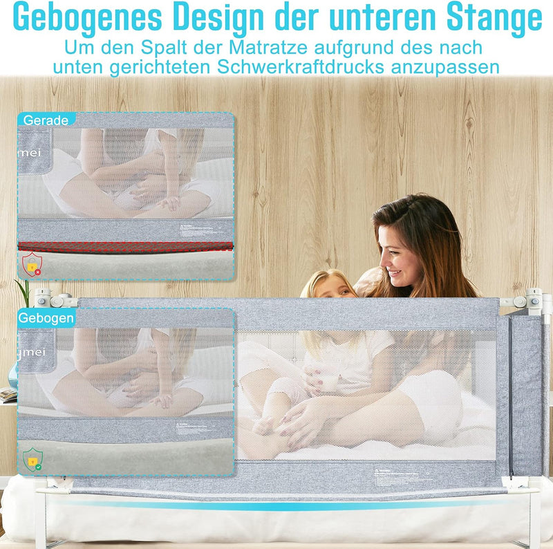 AufuN Bettgitter Tragbares Kinderbettgitter Babybettgitter zum vertikalen Heben, Babybettgitter Gitt