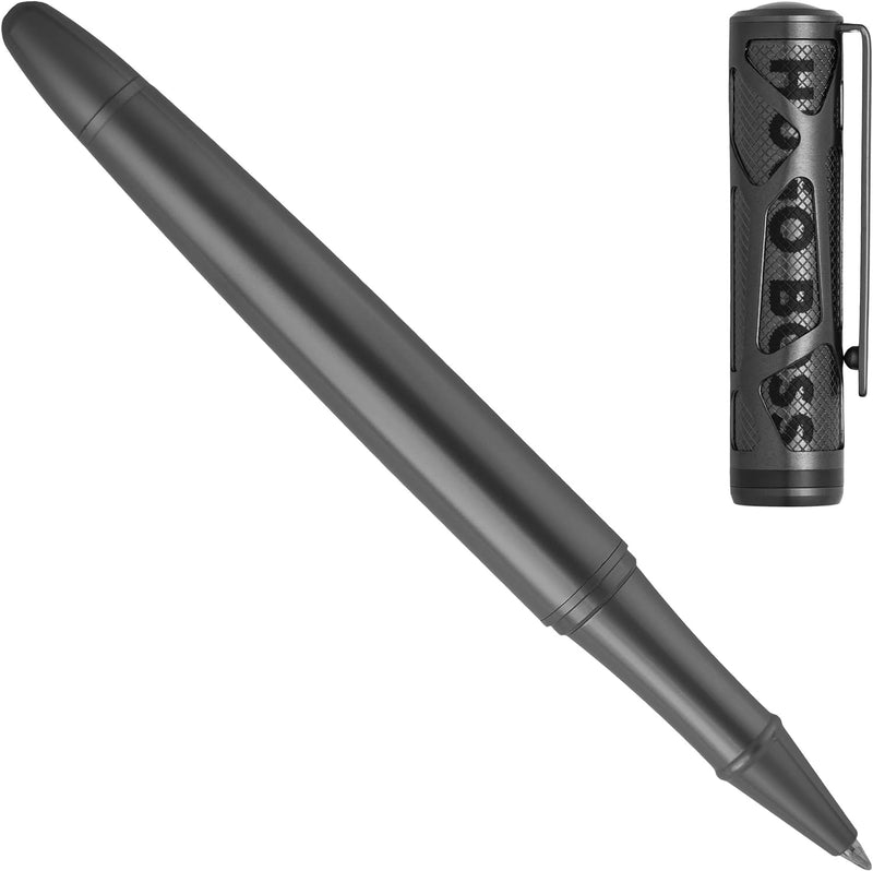 Hugo Boss Craft Tintenroller aus Messing in der Farbe Gun, Länge: 14,3cm, Tintenfarbe: Schwarz, HSS3