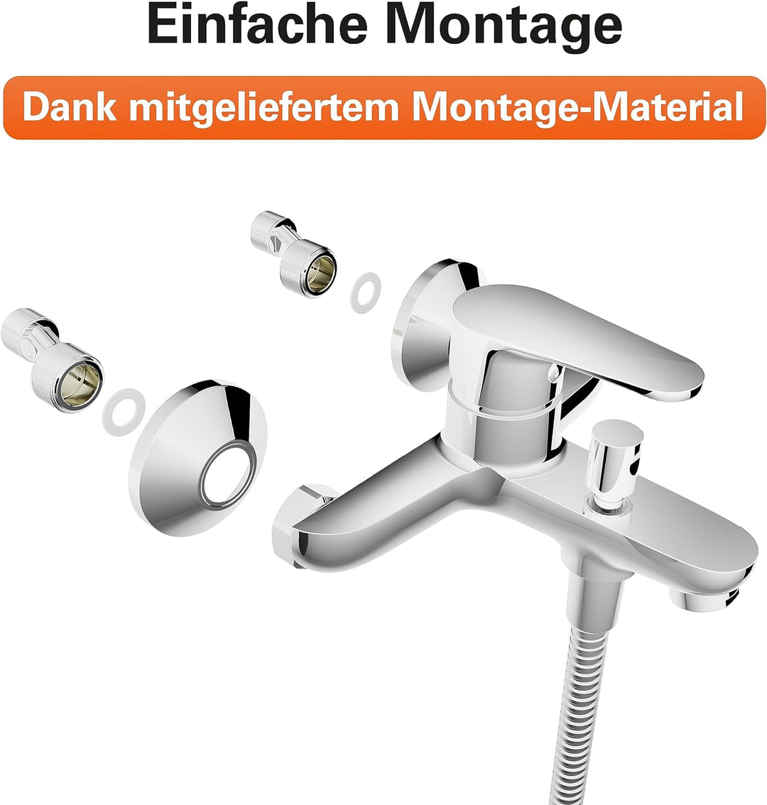 EISL Badewannenarmatur, Mischbatterie Chrom mit Brauseanschluss, Wasserhahn Badewanne mit Umsteller