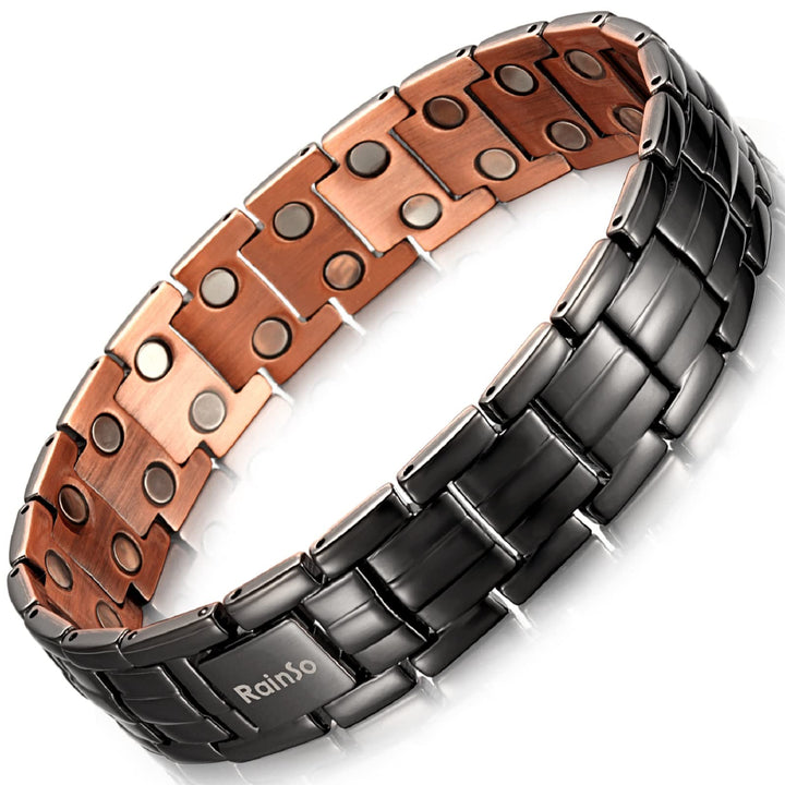 RainSo Starkes Magnetarmband für Männer-Magnetarmband inklusive -Schöne Verpackung (schwarz)